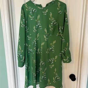 LOFT Green Floral Petite Maternity Dress